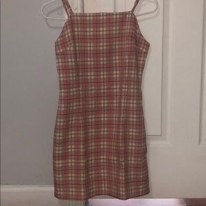 Plaid Print Bodycon Pink Dress